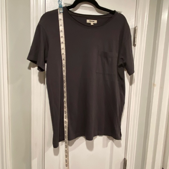 NWOT Madewell Size XS Charcoal Gray Short Sleeve Crew Split Hem Pocket Tee Shirt - Picture 11 of 11